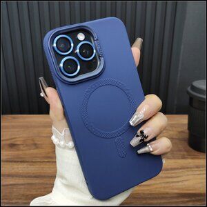 Navy Blue MagSafe Case with Flip Camera Lens Cover